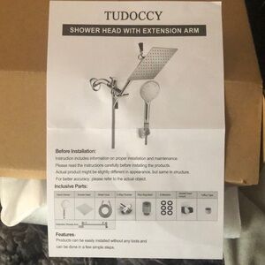 Waterfall shower head. Has all parts! Open box not used!